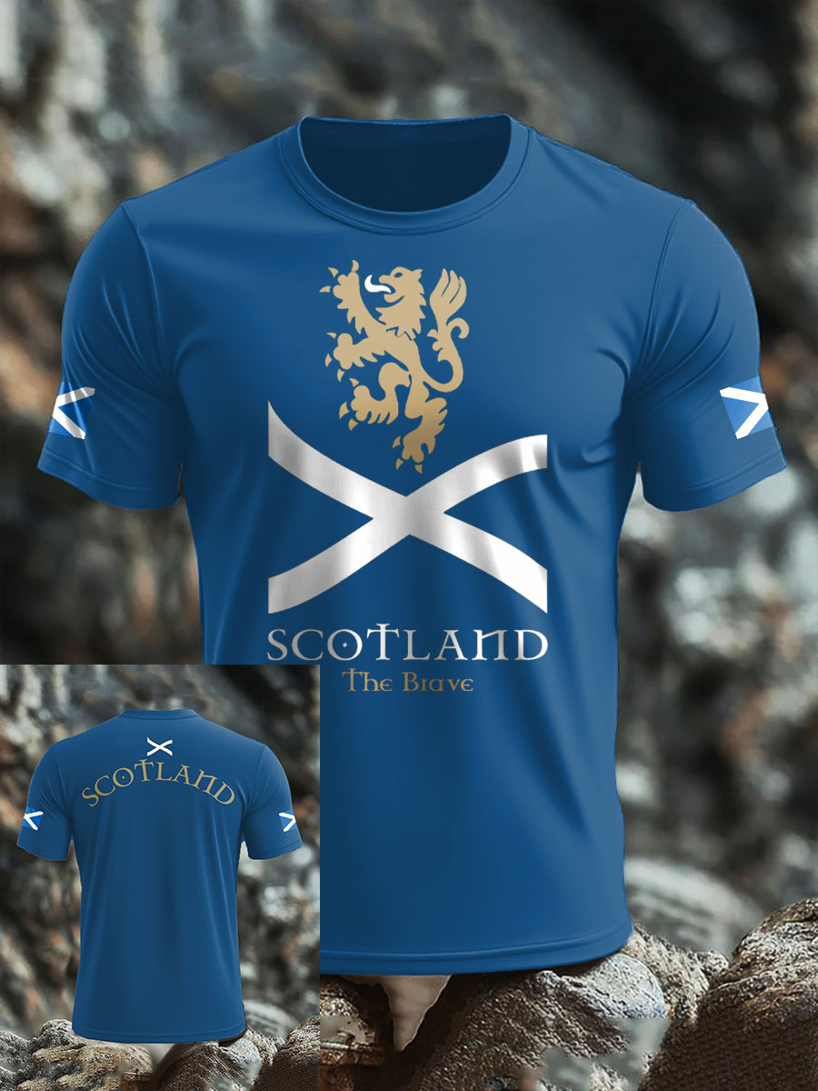 Men's Scotland Flag Proud The Brave Printed T-shirt