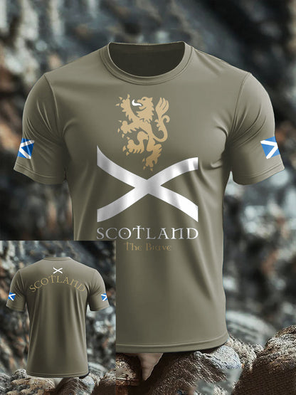 Men's Scotland Flag Proud The Brave Printed T-shirt