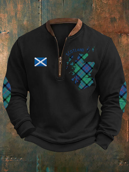 Men's Scotland Flag Proud The Brave Printed Casual Sweatshirt