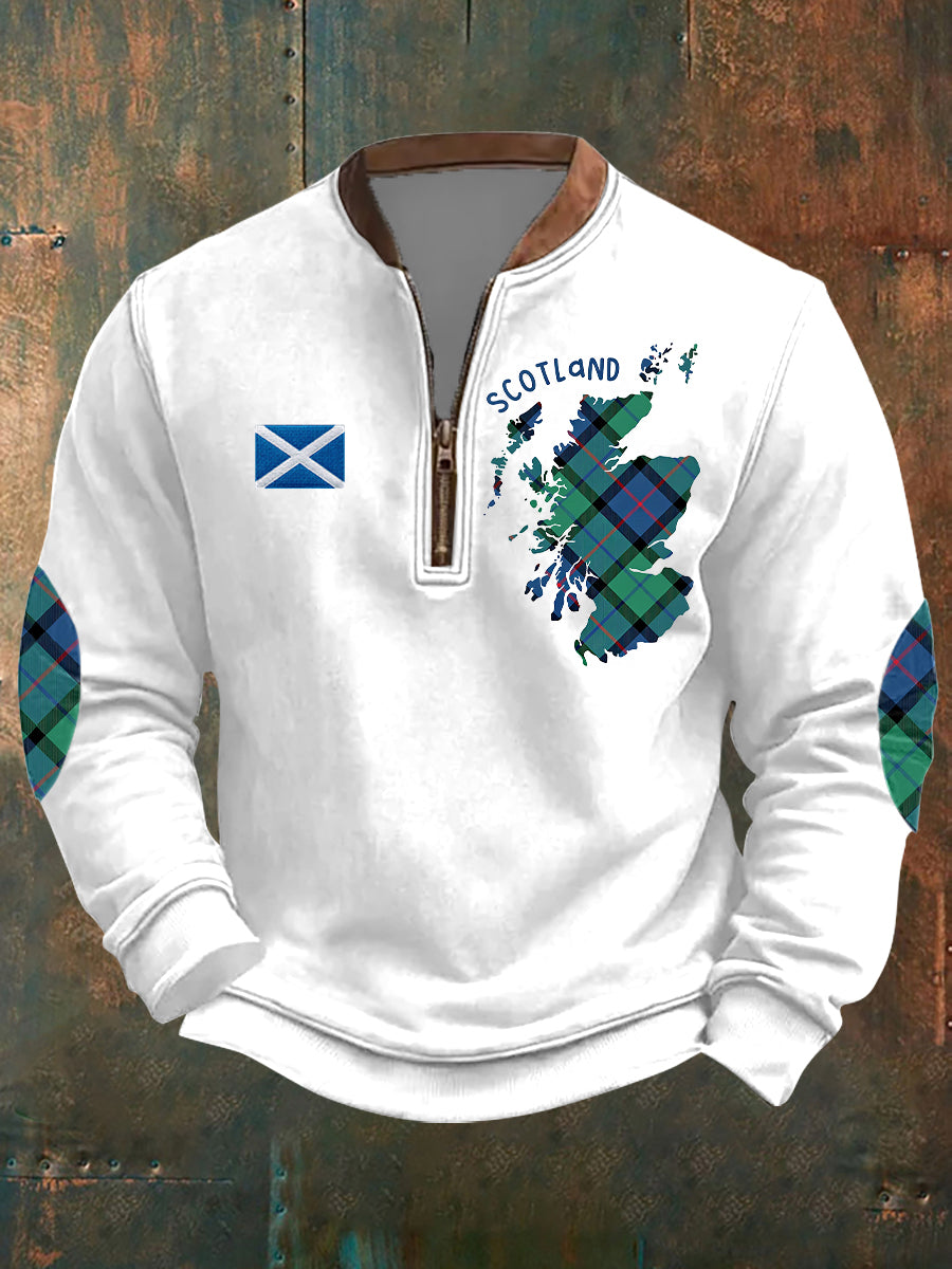 Men's Scotland Flag Proud The Brave Printed Casual Sweatshirt