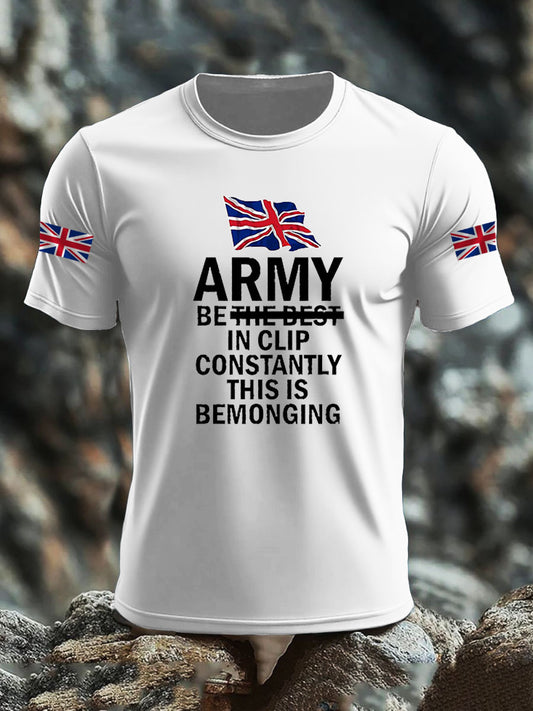 Men's British Veteran imitation cotton short-sleeved T-shirt