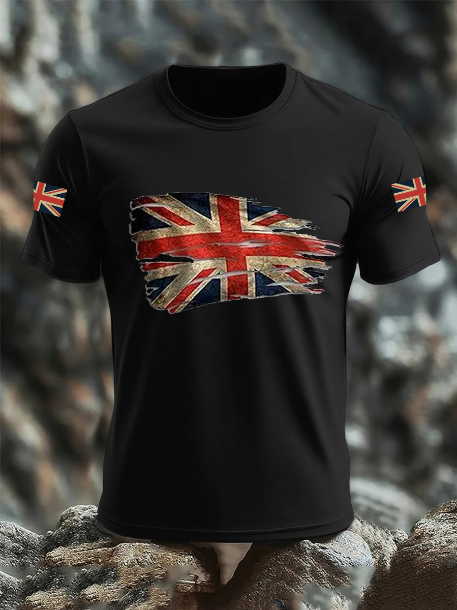 Men's UK Flag Print Casual Tee