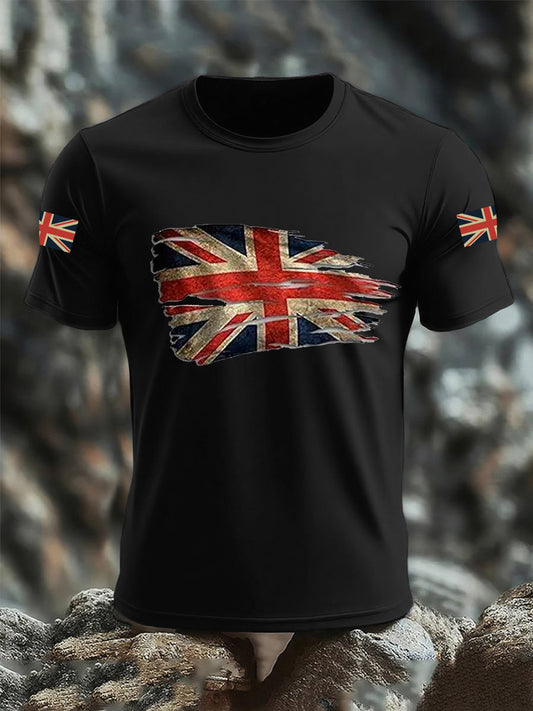 Men's UK Flag Print Casual Tee