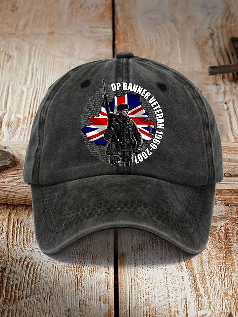 Unisex British Veteran Design Print Hat