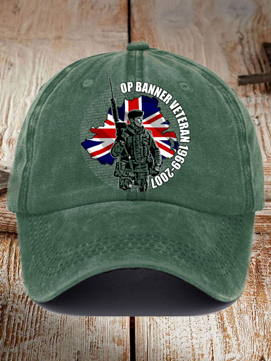 Unisex British Veteran Design Print Hat