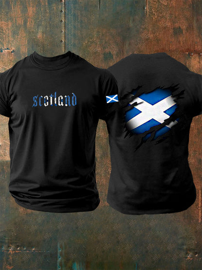 Men's Scotland Flag Proud The Brave Printed Casual Short Sleeve T-shirt