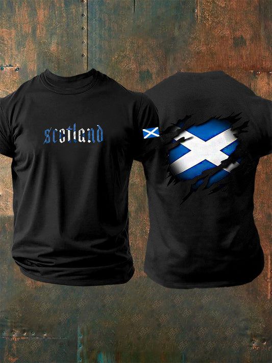 Men's Scotland Flag Proud The Brave Printed Casual Short Sleeve T-shirt
