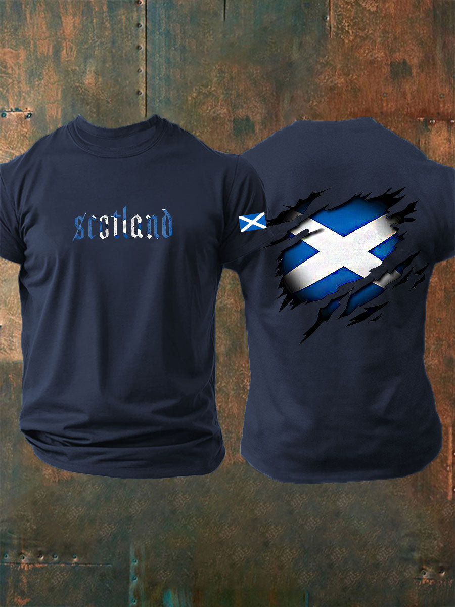 Men's Scotland Flag Proud The Brave Printed Casual Short Sleeve T-shirt