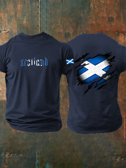Men's Scotland Flag Proud The Brave Printed Casual Short Sleeve T-shirt