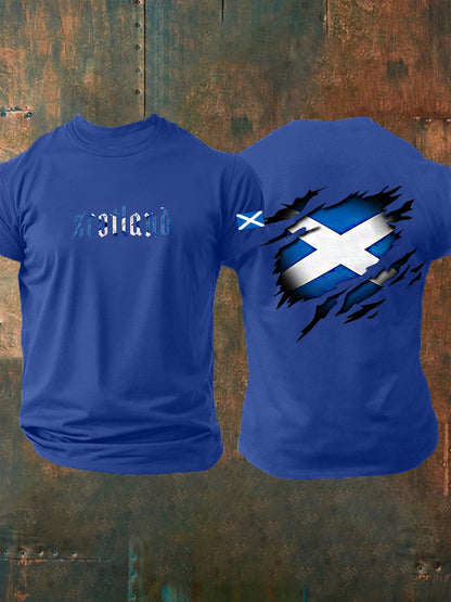 Men's Scotland Flag Proud The Brave Printed Casual Short Sleeve T-shirt