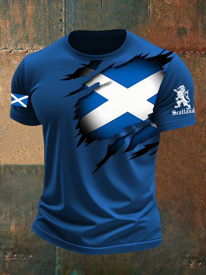Men's Scotland Flag Proud The Brave Printed Casual Short Sleeve T-shirt