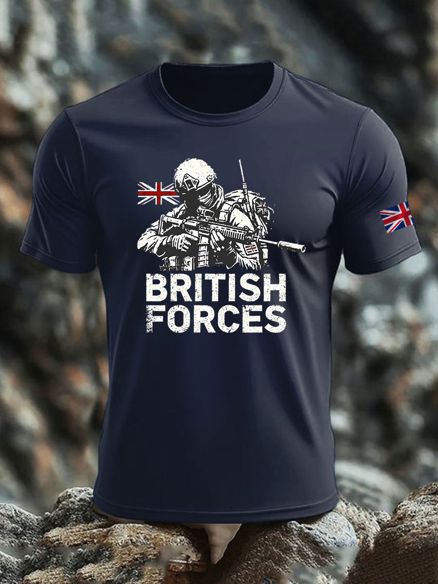Men's British Veteran imitation cotton short-sleeved T-shirt