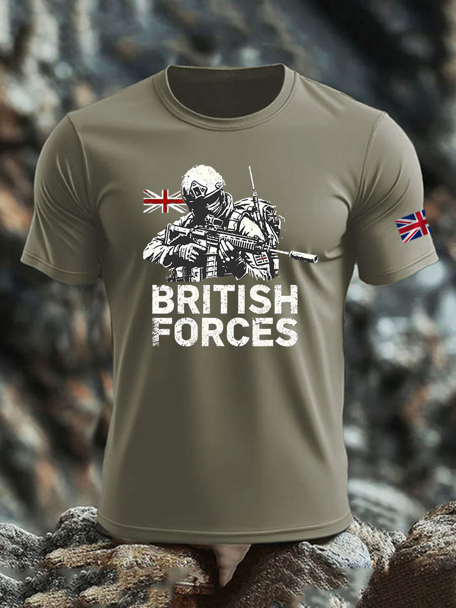 Men's British Veteran imitation cotton short-sleeved T-shirt