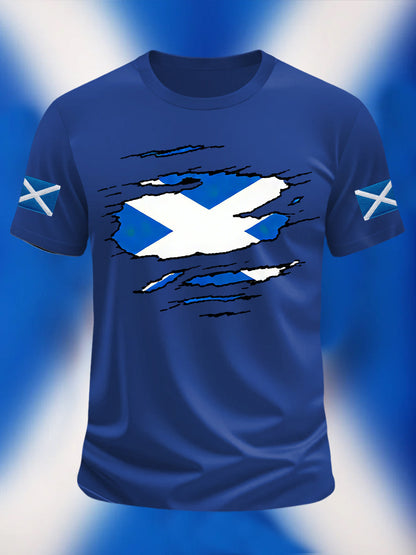 Men's Scotland Flag Proud The Brave Printed Casual Short Sleeve T-shirt