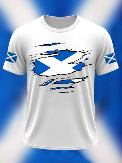 Men's Scotland Flag Proud The Brave Printed Casual Short Sleeve T-shirt