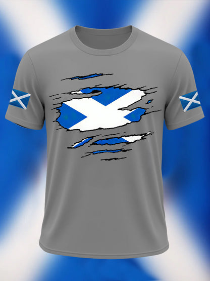 Men's Scotland Flag Proud The Brave Printed Casual Short Sleeve T-shirt