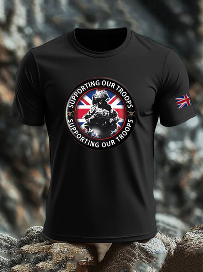 Men's British Veteran imitation cotton short-sleeved T-shirt
