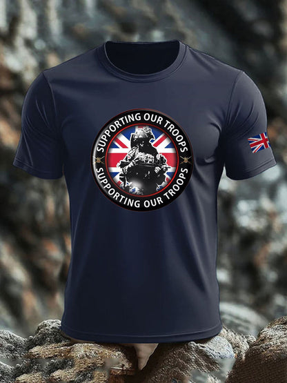 Men's British Veteran imitation cotton short-sleeved T-shirt