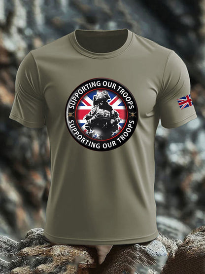 Men's British Veteran imitation cotton short-sleeved T-shirt