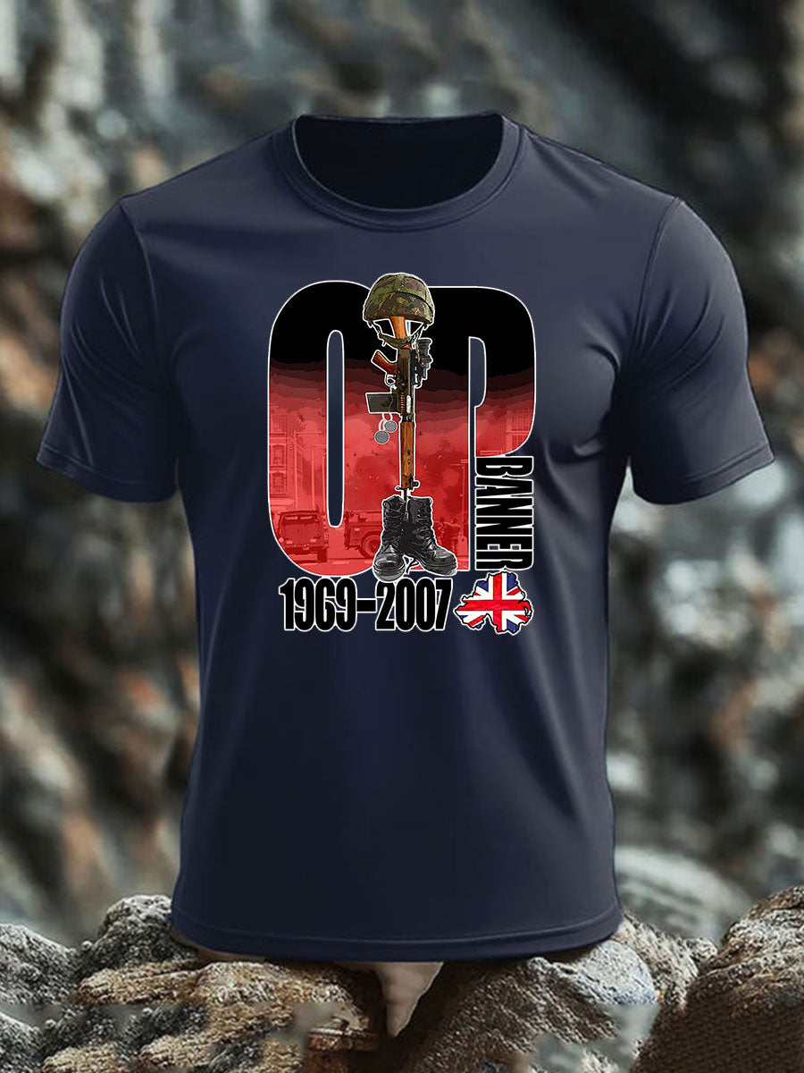 Men's British Veteran imitation cotton short-sleeved T-shirt