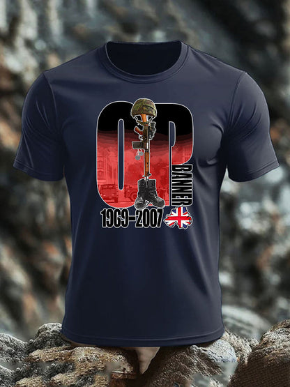 Men's British Veteran imitation cotton short-sleeved T-shirt