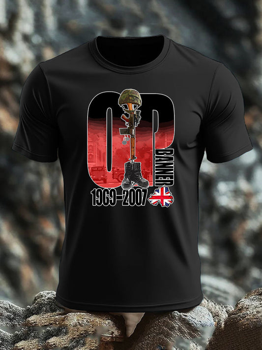 Men's British Veteran imitation cotton short-sleeved T-shirt