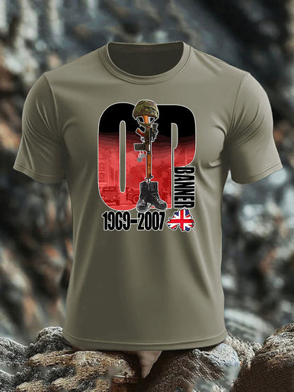 Men's British Veteran imitation cotton short-sleeved T-shirt