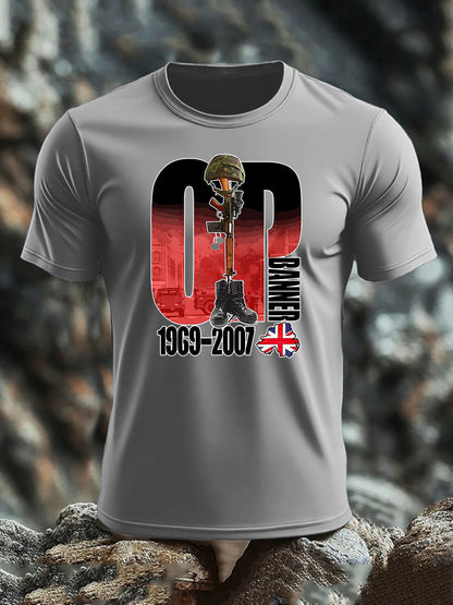 Men's British Veteran imitation cotton short-sleeved T-shirt
