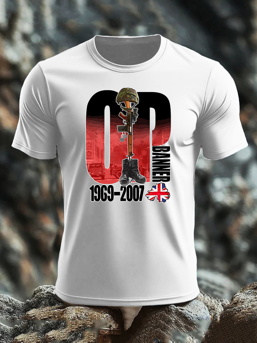 Men's British Veteran imitation cotton short-sleeved T-shirt