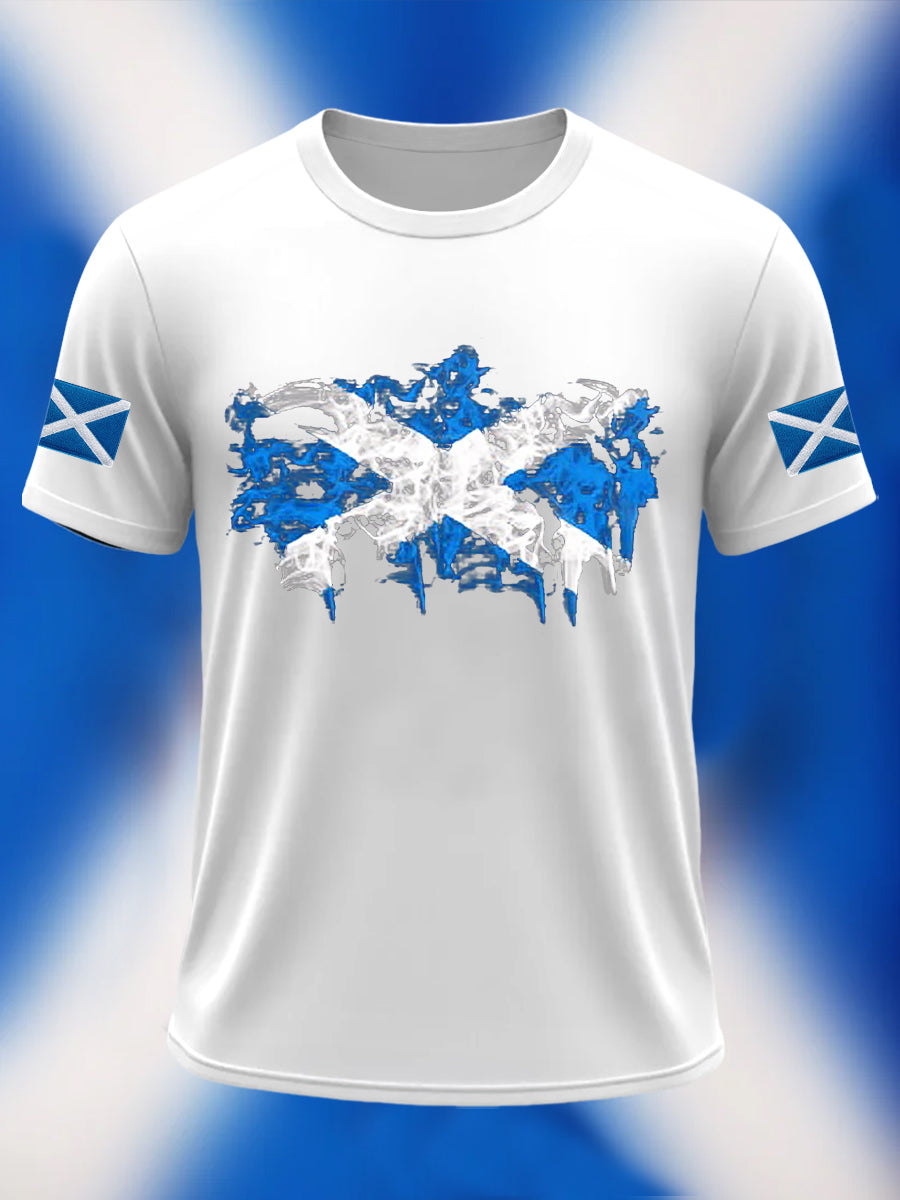 Men's Scotland Flag Proud The Brave Printed Casual Short Sleeve T-shirt