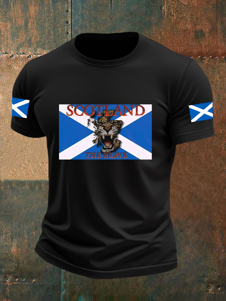 Men's Scotland Flag Proud The Brave Printed Casual Short Sleeve T-shirt