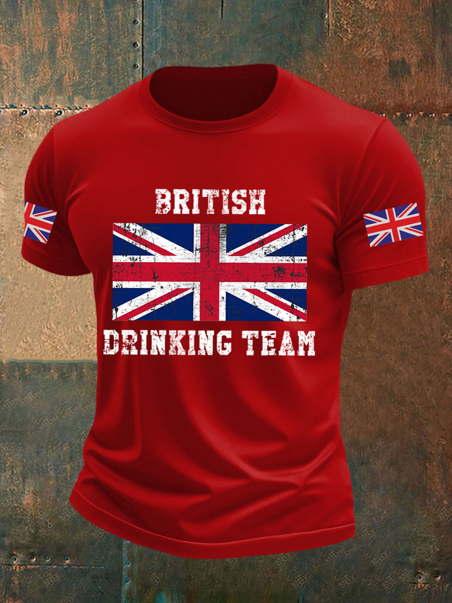 Men's British Drinking Team Casual Printed T-shirt