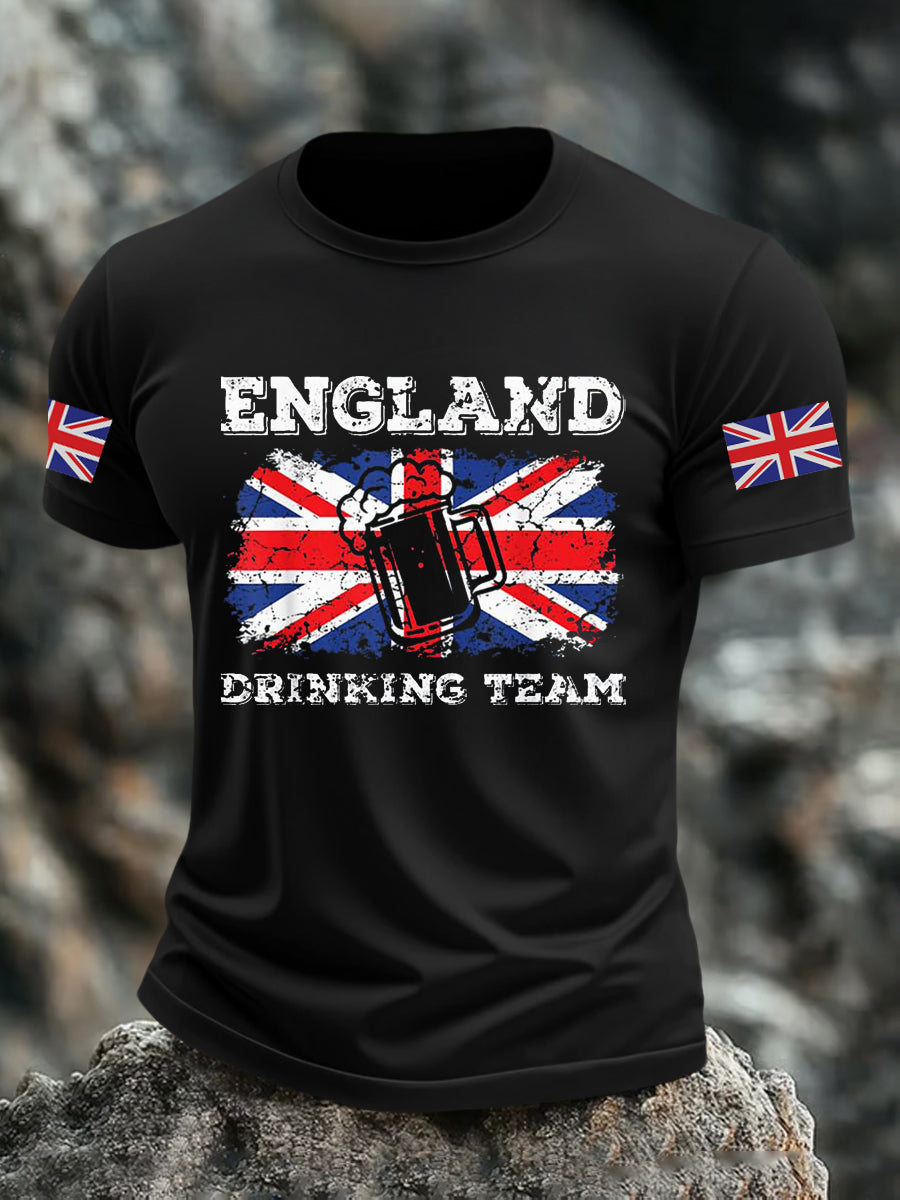 Men's England Drinking Team Casual Printed T-shirt