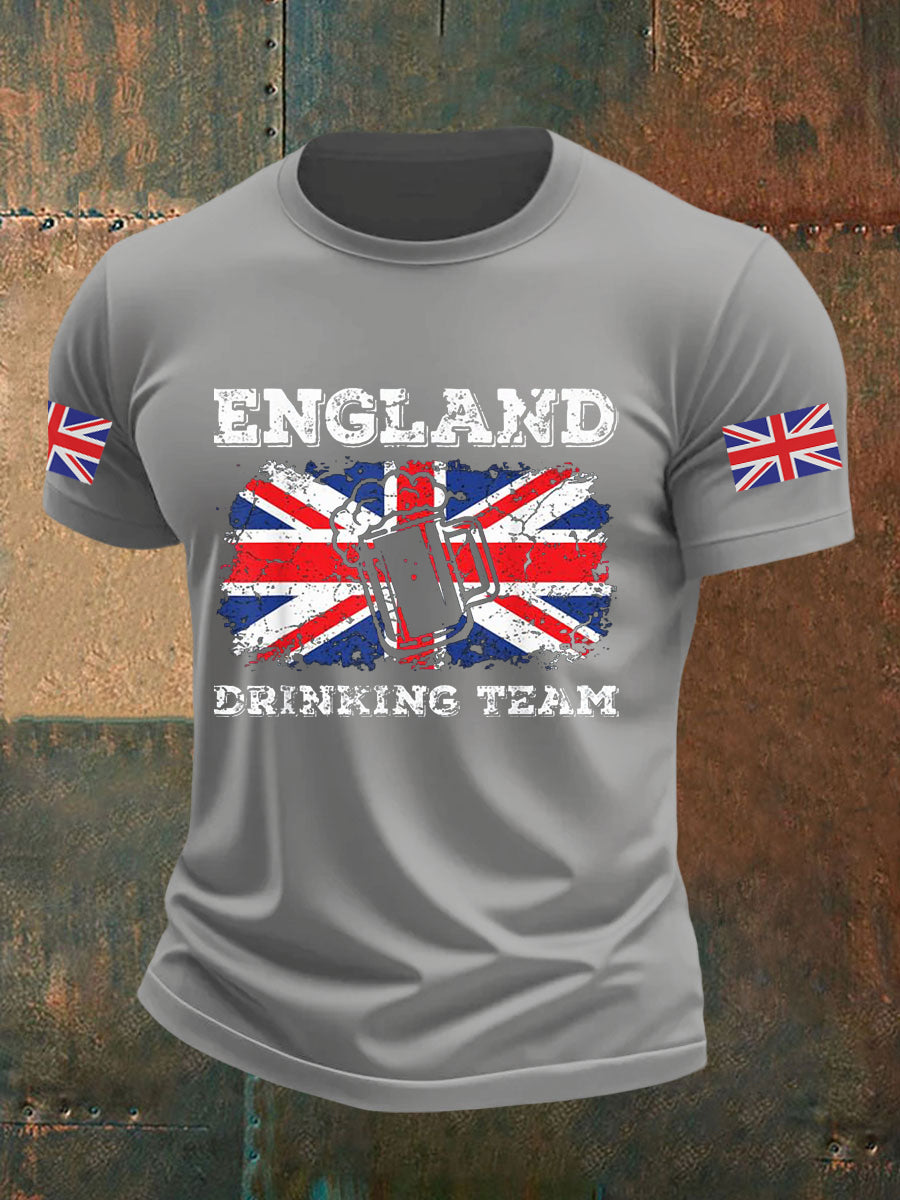 Men's England Drinking Team Casual Printed T-shirt