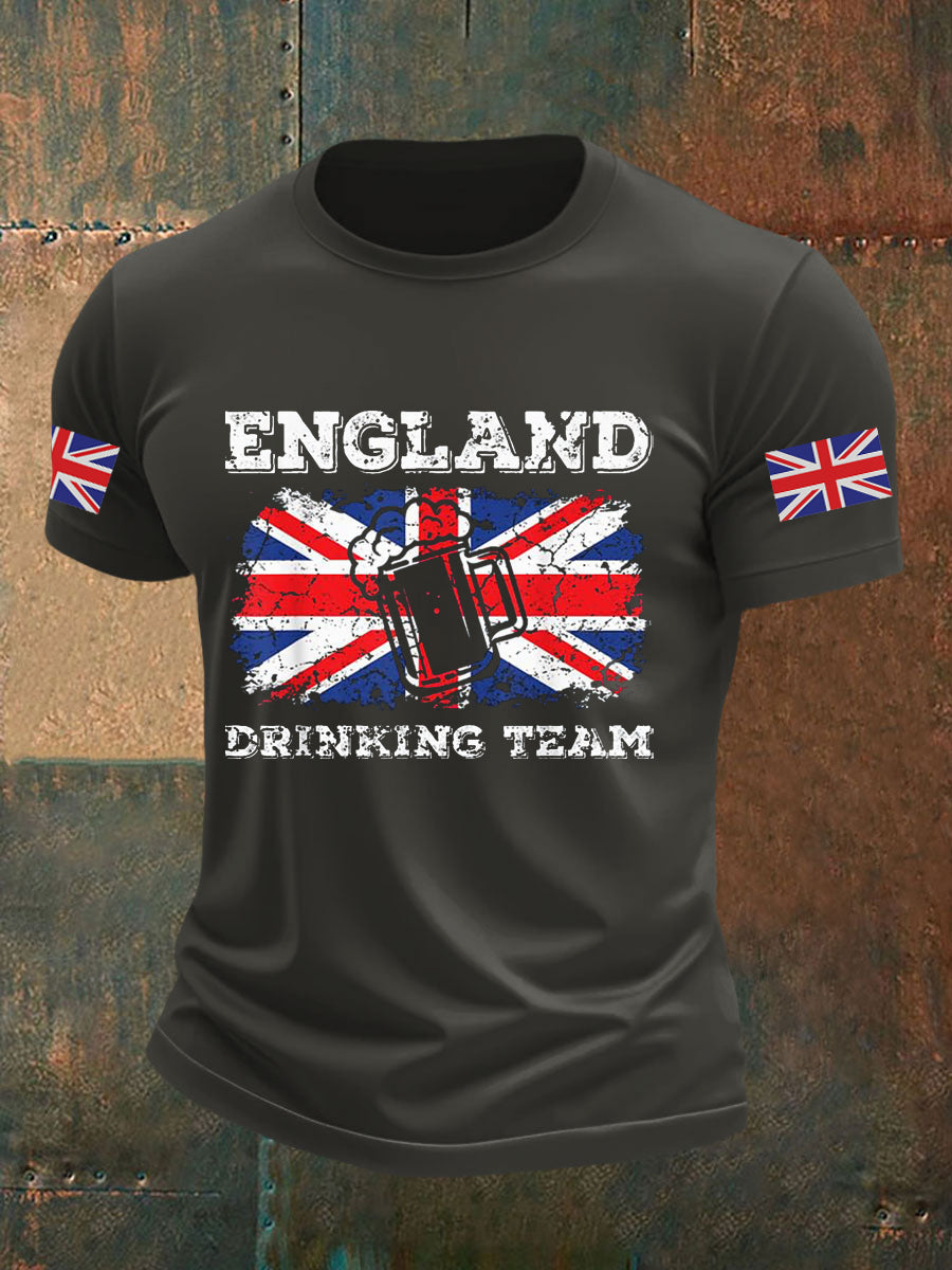Men's England Drinking Team Casual Printed T-shirt