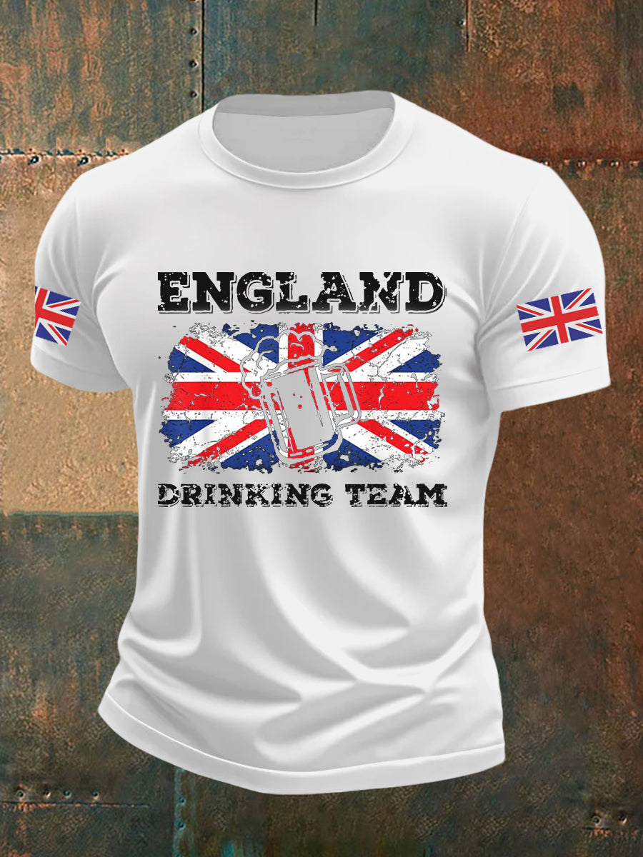 Men's England Drinking Team Casual Printed T-shirt