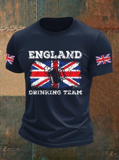 Men's England Drinking Team Casual Printed T-shirt