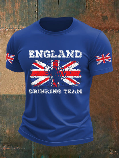Men's England Drinking Team Casual Printed T-shirt