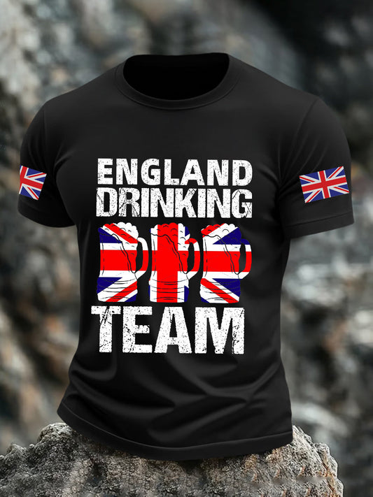 Men's England Drinking Team Casual Printed T-shirt
