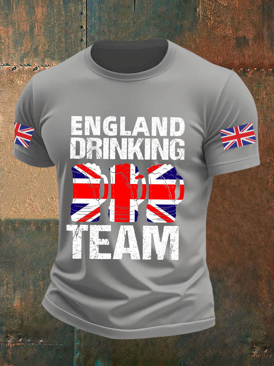 Men's England Drinking Team Casual Printed T-shirt