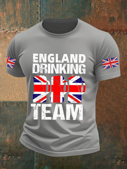 Men's England Drinking Team Casual Printed T-shirt