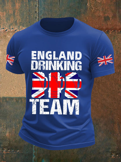 Men's England Drinking Team Casual Printed T-shirt