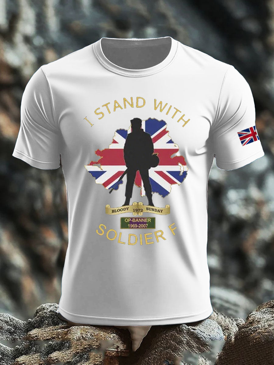 Men's British Veteran imitation cotton short-sleeved T-shirt
