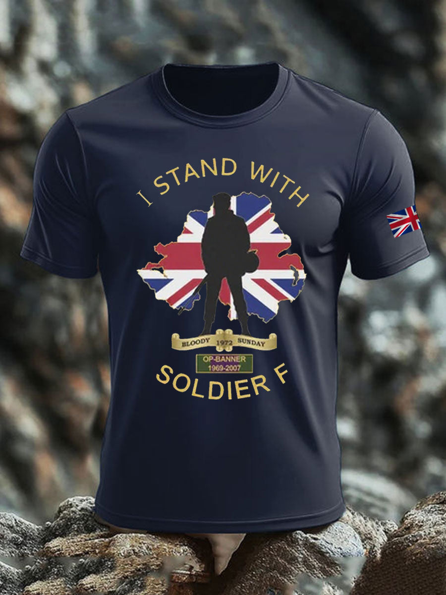 Men's British Veteran imitation cotton short-sleeved T-shirt