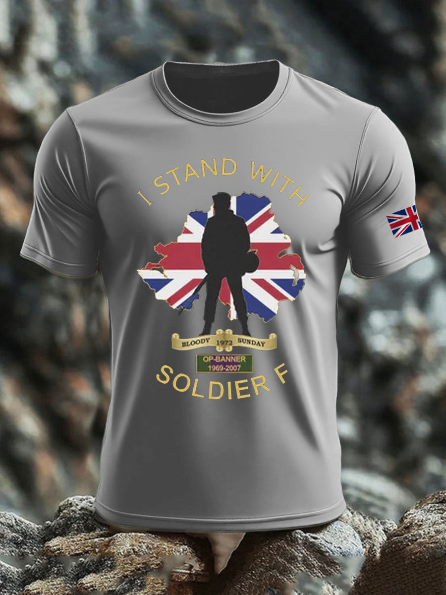 Men's British Veteran imitation cotton short-sleeved T-shirt