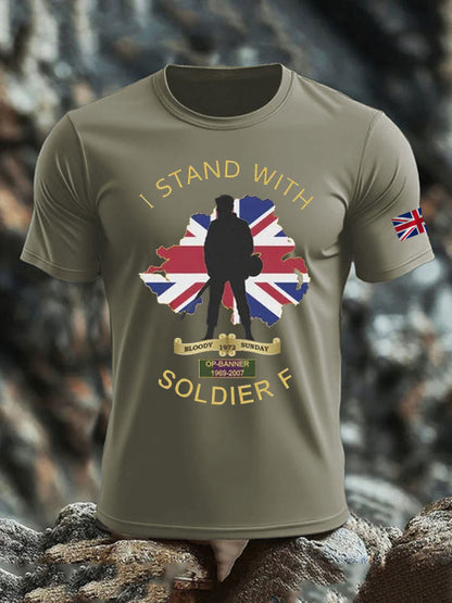 Men's British Veteran imitation cotton short-sleeved T-shirt