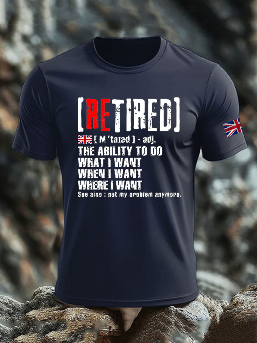 Men's British Veteran imitation cotton short-sleeved T-shirt