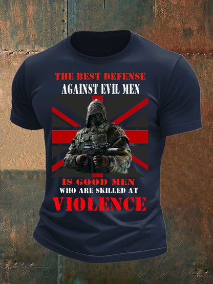 Men's British Veteran imitation cotton short-sleeved T-shirt