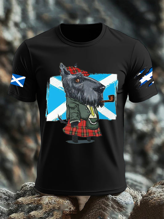 Men's Scottish Flag Scottish Terrier  Short Sleeve T-shirt