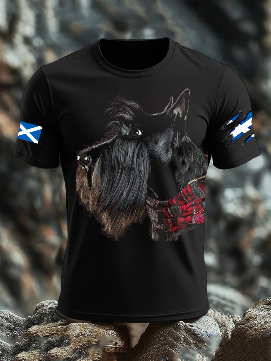 Men's Scottish Flag Scottish Terrier  Short Sleeve T-shirt
